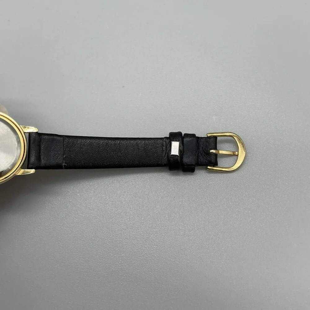 Jennie B Women Watch 24mm White Dial Black Hearts Design Band Gold Tone New Batt